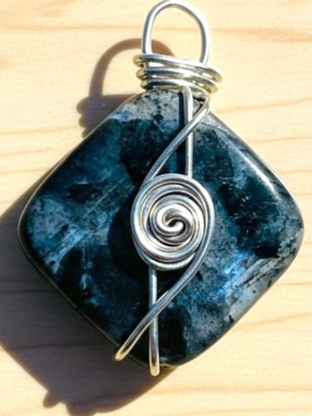 ONE-OF-A-KIND LARVIKITE, BLACK MOONSTONE UNISEX NECKLACE